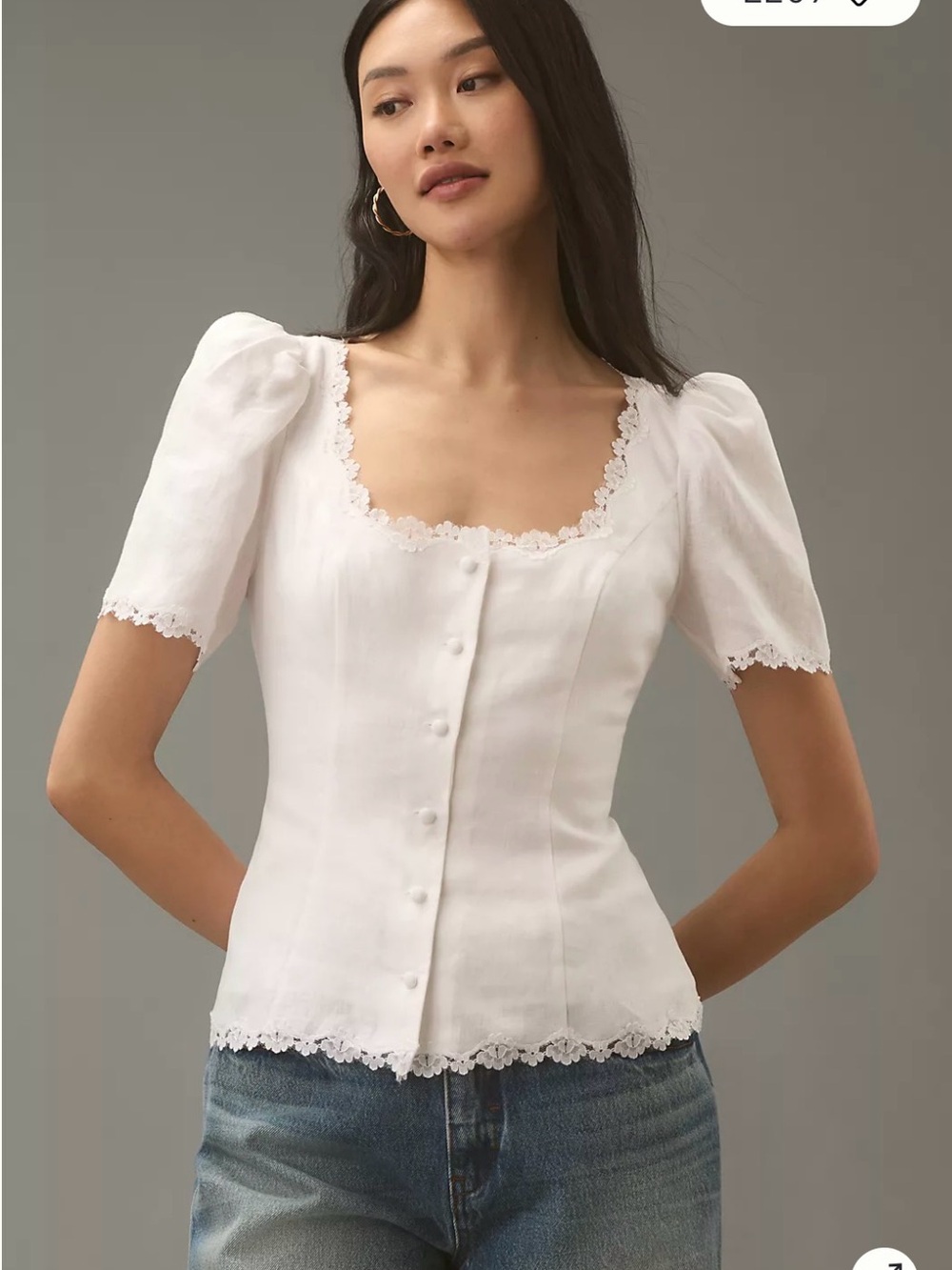 Reformation Annabella White Linen Top - Picture 3 of 6